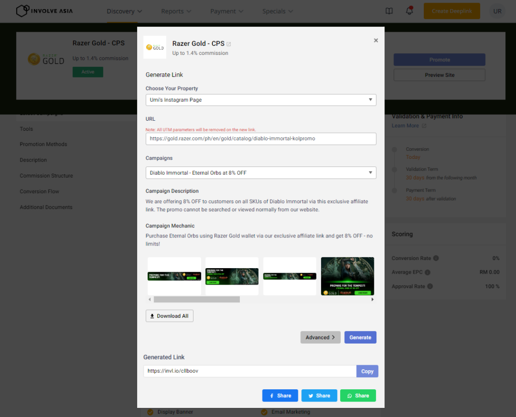 razer gold generate link