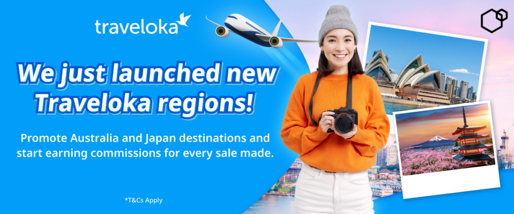 Traveloka Affiliate Program new regions Australia and Japan on Involve Asia