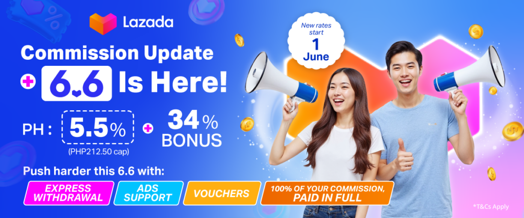 Lazada affiliate bonus commissions for Philippine