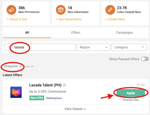 Lazada Talent affiliate program for influencers with larger following